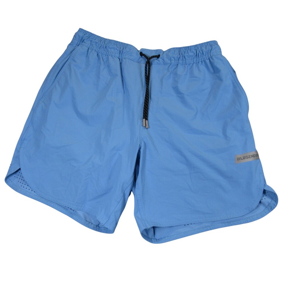Legends Mens Swim Trunks L x 7 Light‎ Blue Stretch Nylon Drawstring Pocket
